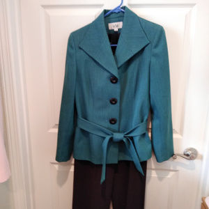 LeSuit Teal and Brown Size 6 Women's Suit